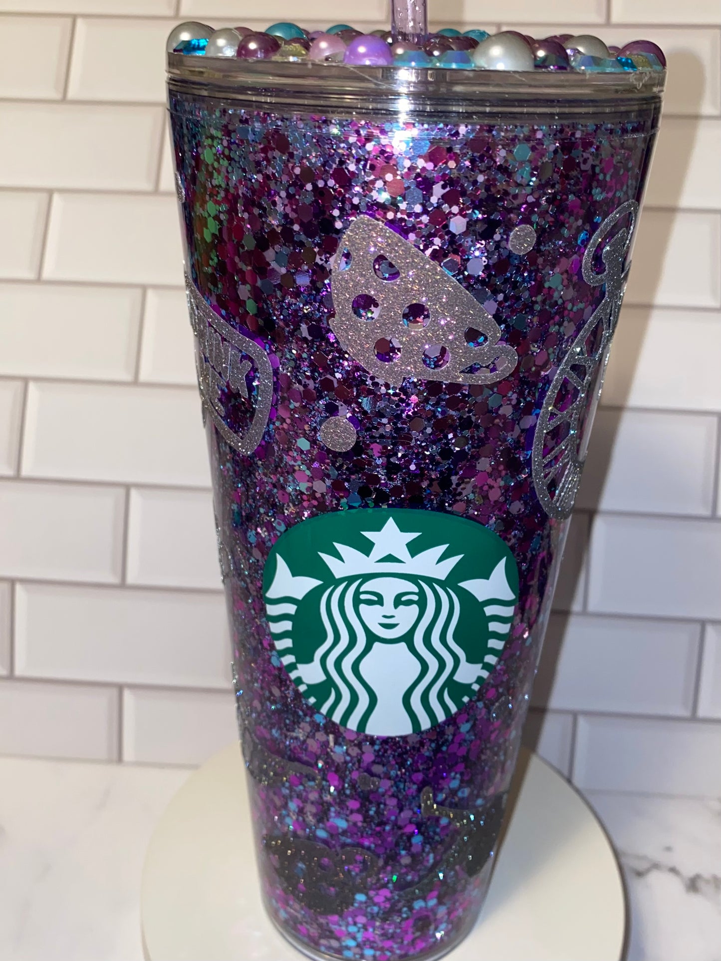 Starbucks 24oz Tumbler | we are all mad here | Slow Fall Glitter Tumbler