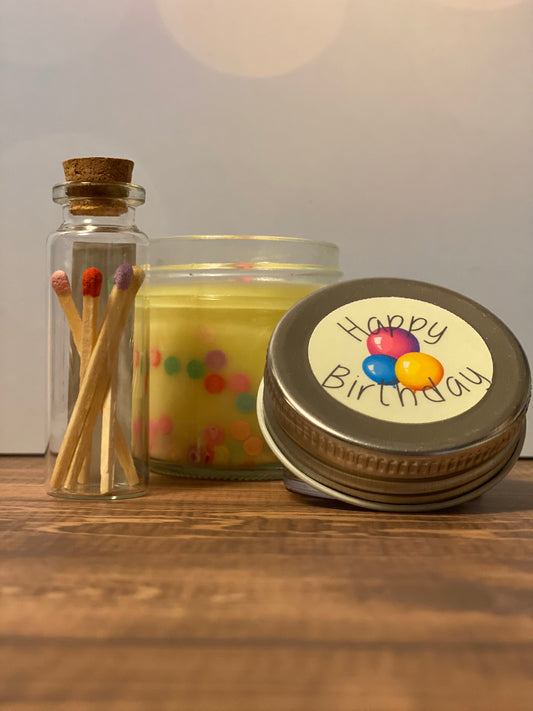 Birthday Cake Candle in mason jar shot glass