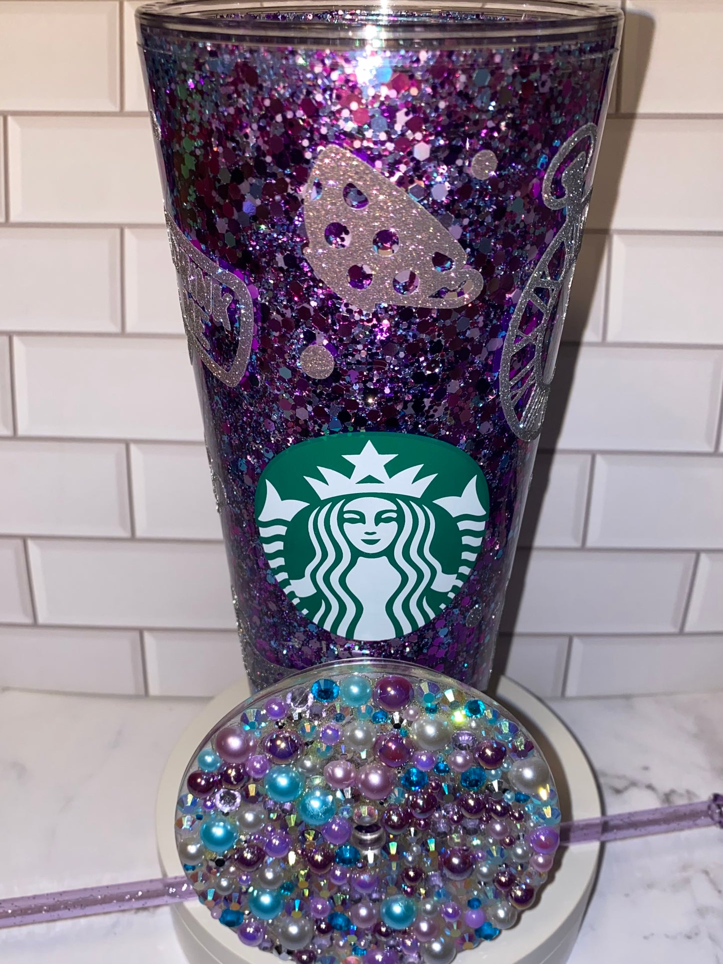 Starbucks 24oz Tumbler | we are all mad here | Slow Fall Glitter Tumbler